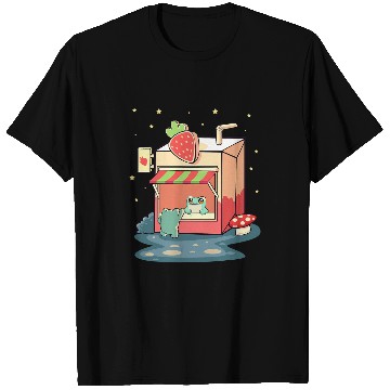 Discover Frog Pet Cute Anime Kawaii Frogs and Strawberry Milk Shake Stand Teen T-Shirts