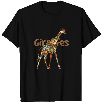 Discover Giraffe Pet walk patterned floral art cartoon amazing T-Shirts