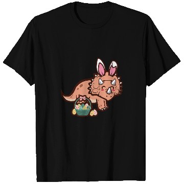 Discover Dinosaur Pet Triceratops Dinosaur Easter Bunny Egg Hunting Funny Easter T-Shirts