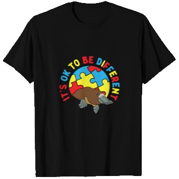 Discover Autism Puzzle Platypus Gift Autistic Its OK To Be Different T-Shirts