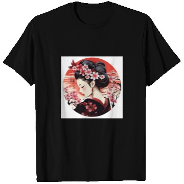 Discover Cherry Blossom Geisha Elegant Vector Design T-Shirts