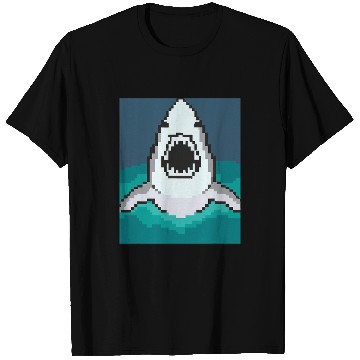 Discover Shark Pet Pixel Art Pixel Shark Scuba Diving Retro Gamer 2 T-Shirts