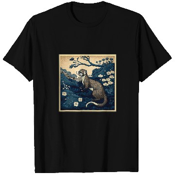 Discover Ferret Pet Surrealism Japanese Painting Weasel T-Shirts