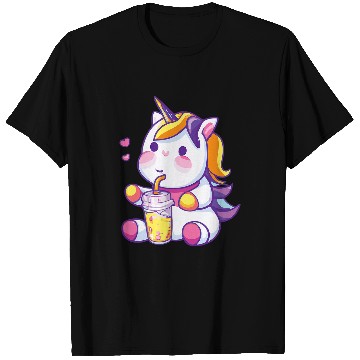 Discover Unicorn Pet Drinking Boba Tea Bubble Tea Cute T-Shirts