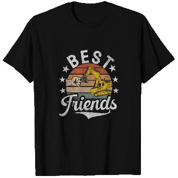Discover Excavator Fun bests Friends Construction Workers Construction Site Digger Drivers 2 T-Shirts