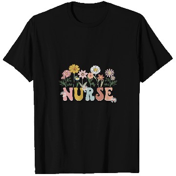 Discover nurses Job Groovy Retro nurses Typography Wild Flowers nurses Tees T-Shirts