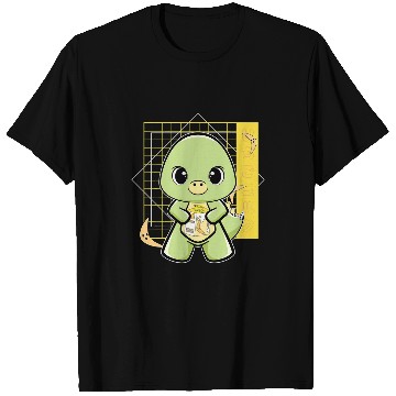 Discover Dinosaur Pet Stegosaurus Dinosaur With Banana Milk T-Shirts