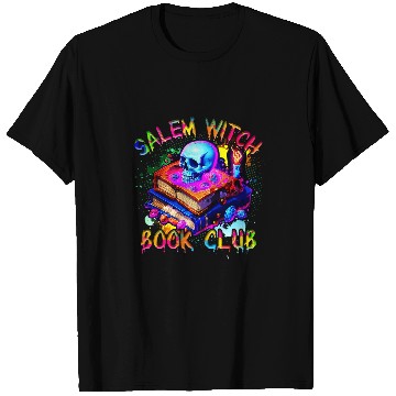 Discover Book Fun Retro Salem Witch Book Club Skeletons Book Lovers Halloween T-Shirts