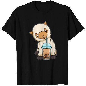Discover Llama Pet Drinking Bubble Tea Cute Animals With Boba Tea T-Shirts