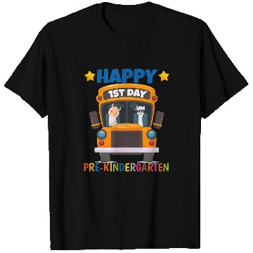 Discover Llama Pet Happy First Day Of Pre Kindergarten School Bus T-Shirts