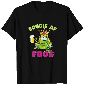 Discover Frog Pet Beer Bougie AF Frog with a Crown Drinking Beer T-Shirts