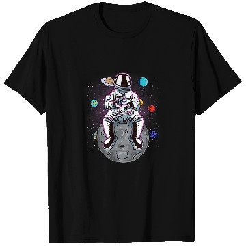 Discover Astronaut Job sitting on the Moon Solar System Spaceman T-Shirts
