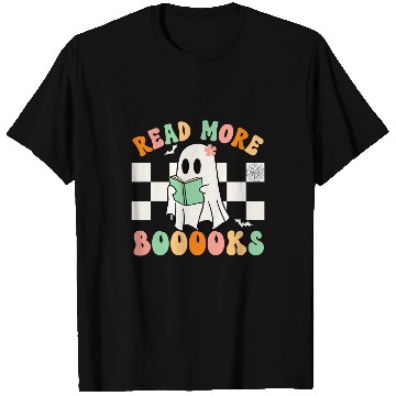 Discover Book Fun Cute Read More Booooks Reading Halloween ghosts Librarian T-Shirts