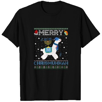 Discover Llama Pet Ugly xmass Sweater Merry Chrismukkah Cute Llama In Santa Hat 9 T-Shirts