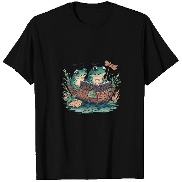 Discover Frog Pet Book Funny Retro Frog Toad Cottagecore Aesthetic Book Lover T-Shirts