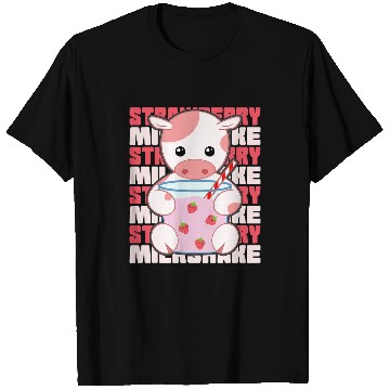 Discover Cow Pet Strawberry Milkshake Cute Kawaii Strawberry Cow 012 T-Shirts