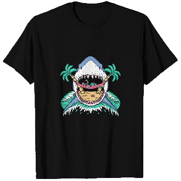 Discover Shark Pet Skull Shark Attack Skeletons On The Beach T-Shirts