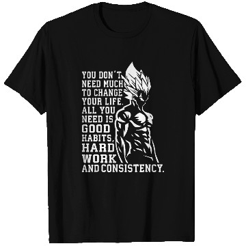 Discover Hard Work Consistency Anime Gym Fitness Workout Motivation T-Shirts