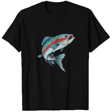 Discover Fishing Fun Rainbow Trout Fishing Retro T-Shirts