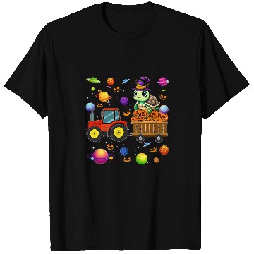 Discover Turtle Pet As Witch On Tractor Pumpkins Cute Universe Space T-Shirts