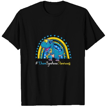 Discover Dinosaur Pet World Down Syndromes Awareness Boho Rainbow Dinosaur Dino Kid T-Shirts