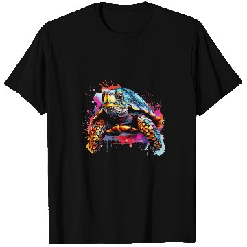 Discover Turtle Pet Box Turtle Lover Colorful Splash Art T-Shirts