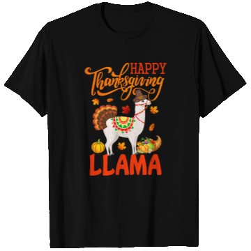 Discover Llama Pet Happy Thanksgiving Llama Costume Turkey Fall Leaves Lover T-Shirts
