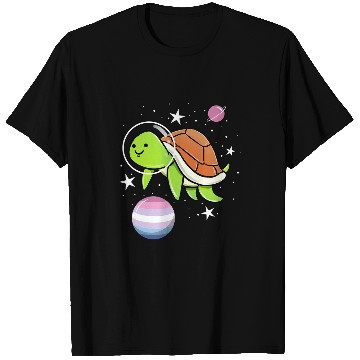 Discover Turtle Pet Astronaut Bigender Pride T-Shirts