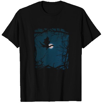 Discover Dragon Pet Mysterious Flying Dragon Night Sky Full Moon Black T-Shirts