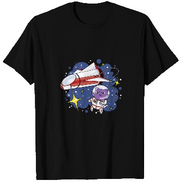 Discover Astronaut Job Space Cat taking a space walk outside the Spaceship T-Shirts
