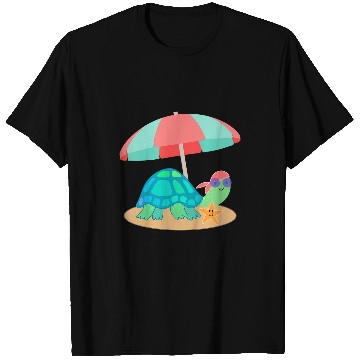 Discover Turtle Pet Kids Vacation Themed Turtle with Starfish T-Shirts