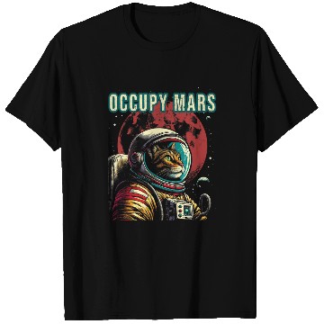 Discover Astronaut Job Occupy Mars Funny Cat Astronaut Retro T-Shirts