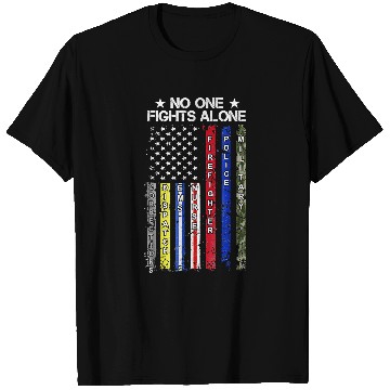 Discover nurses Job nursesry No One Fights Alone USA Flag Thin Line Military Police nurses 50 T-Shirts