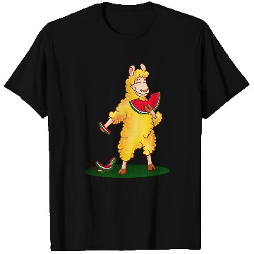 Discover Sheep Pet Eating Watermelon Lover Illustration T-Shirts