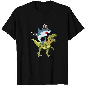 Discover Dinosaur Pet Shark Funny Pirate Shark Riding A T-Shirts
