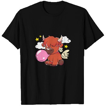 Discover Cow Pet Funny Scottish Farm Animal Pink Bubblegum Cute Highland Cow T-Shirts
