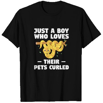 Discover Python Pet Just A Boy Who Loves Their Pets Curled Ball Python Pythons T-Shirts