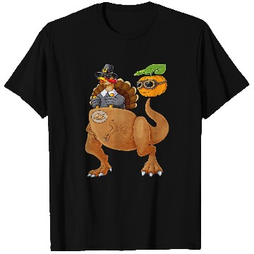 Discover Dinosaur Pet Thanksgiving Turkey Riding Dinosaur Robot TRex Boys T-Shirts