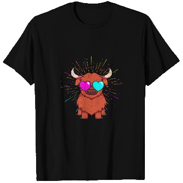 Discover Cow Pet Funny Party Animal Sunglasses Farmer Scottish Highland Cow 01 T-Shirts