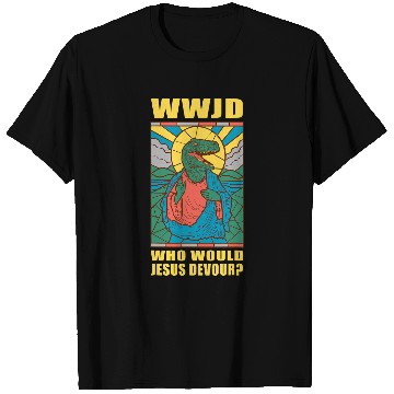 Discover Dinosaur Pet WWJD Who Would Jesus Devour a Jesus Trex T-Shirts