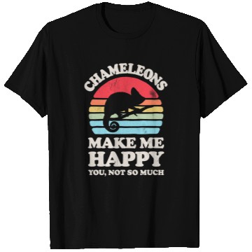 Discover Chameleon Pet Make Me Happy Funny Lizard Reptile Lover Retro T-Shirts