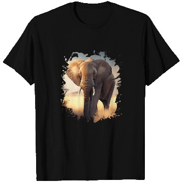 Discover Elephant Mammal Backprint Lonely elephant in the African savanna T-Shirts
