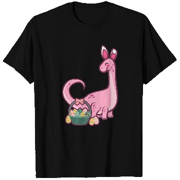Discover Dinosaur Pet Brontosaurus Dinosaur Easter Bunny Egg Hunting Funny Easter T-Shirts