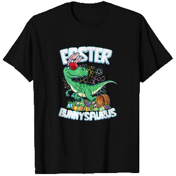 Discover Dinosaur Pet Easter Dinosaur Bunny Egg Hunt Kids Boys Velociraptor T-Shirts