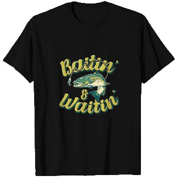 Discover Fishing Fun Baitin and Waitin Trout Fishing Lakes Hunting Fisherman T-Shirts
