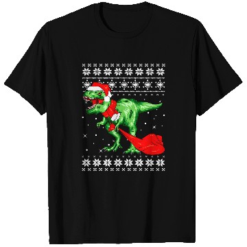 Discover Dinosaur Pet with Santa Hat Ugly Christmas Pajamas Sweater T Rex T-Shirts