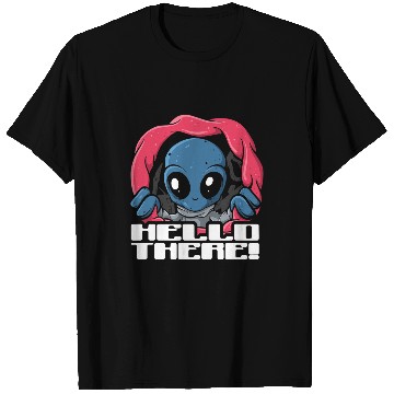 Discover Aliens UFO Hello There UFO Believer Funny Space Area 51 Alien Face T-Shirts