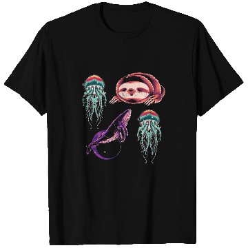 Discover Sloth Pet Gift Outer Space Whale Sloth Jellyfish Kids Astronaut Science T-Shirts