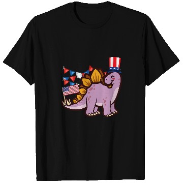Discover Dinosaur Pet America 4th of July Independence Day Stegosaurus T-Shirts