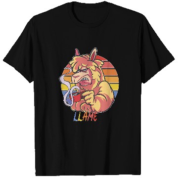 Discover Llama Pet Llame Llama with coffee bored T-Shirts
